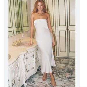 Princess Polly Haley Satin Strapless Maxi Dress In Champagne New Size 6